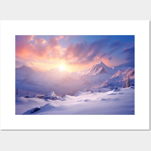 Winter Mountains Serene Landscape Wall Art by Cubebox